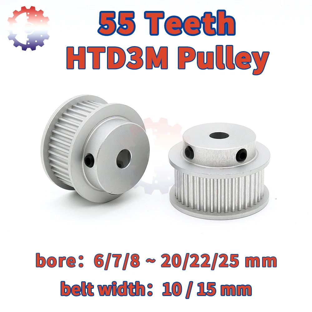 

55Teeth HTD 3M Timing Pulley HTD3M Synchronous Wheel 55T 55 Teeth 3M Pulley Belt Width 10 15mm Bore 6/7/8~22/25mm HTD 3M Pulley