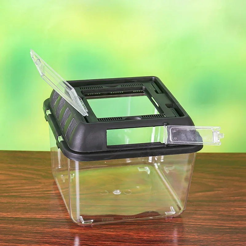 Small middle extra large reptile terrarium portable plastic reptile cage easy to observe breeding box with handle