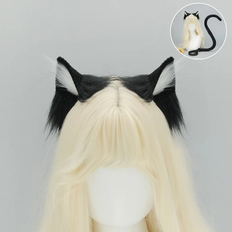 Simulation Tier Ohr Katze Stirnband Handgemachte Plüsch Cos Requisiten Comic-Con Kopfschmuck Katze Schwanz Set