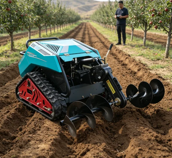 Hillside Farm Remote Controlled Crawler Rotary Tiller Cultivator Trencher Flail Mower 13kW 1100F Diesel