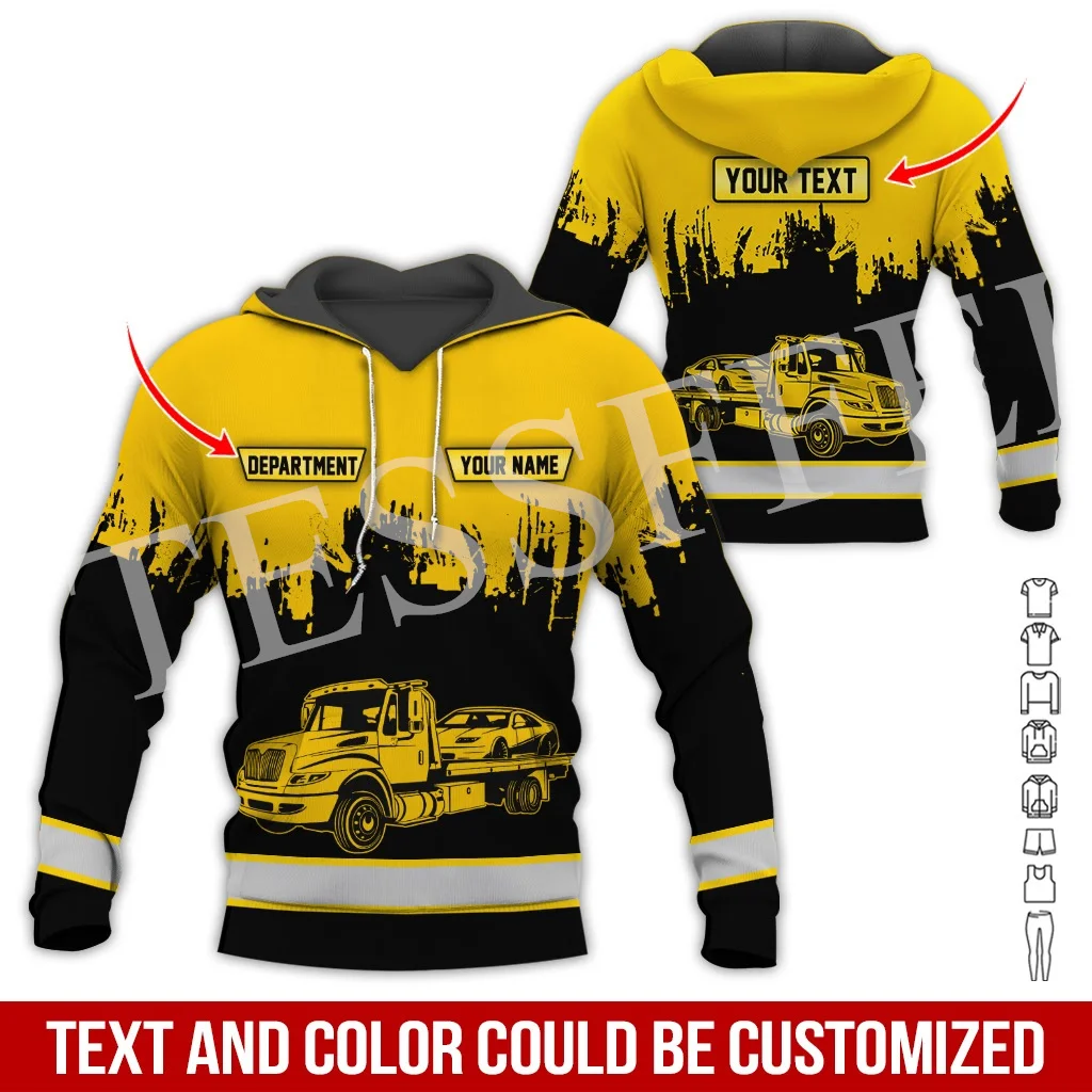 

Custom Name Cosplay Tow Truck Driver Trucker Worker Retro Tracksuit 3DPrint Harajuku Casual Pullover Jacket Vintage Hoodies X19