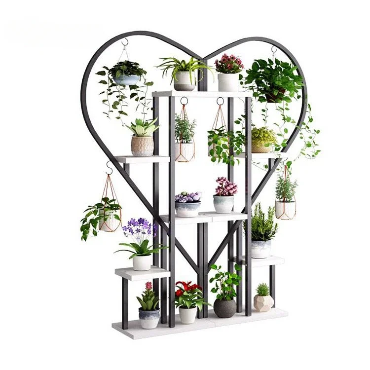 Creative heart-shaped flower stand living room wrought iron multi-layer shelf