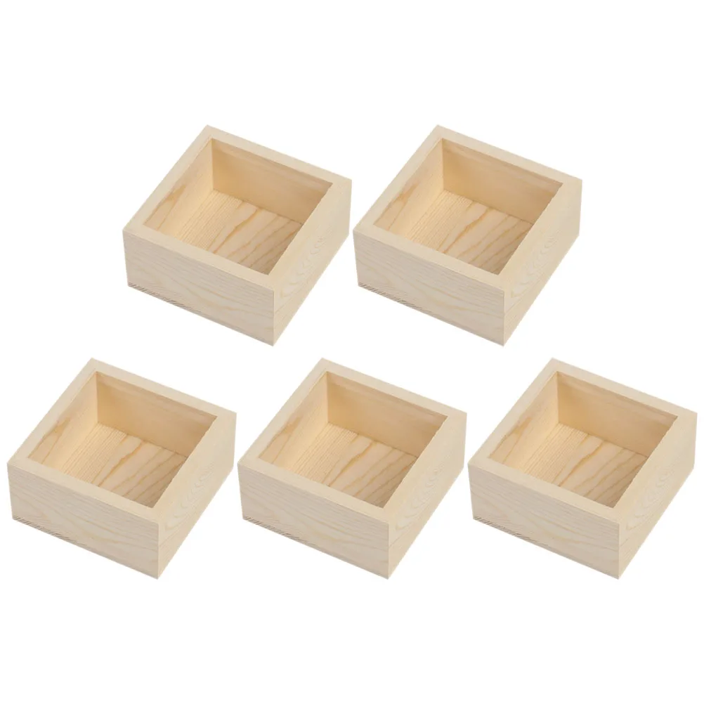 กล่องไม้ดิบ 5 ชิ้น สำหรับงาน DIY กล่องเก็บของขนาดเล็ก สำหรับใส่เครื่องประดับ งานฝีมือ ของตกแต่ง ของขวัญ อุปกรณ์งานฝีมือ