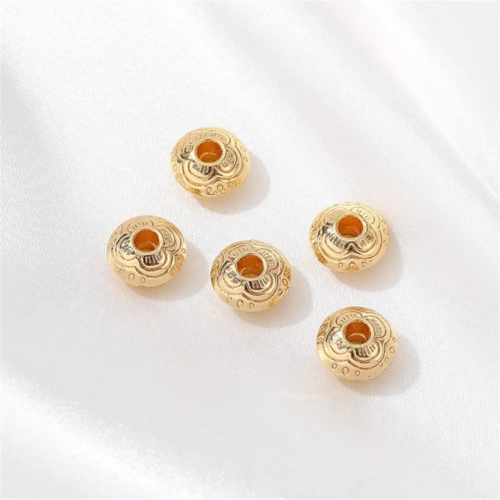 14K مطلية بالذهب قطع الصحن الطائر أنماط منفصلة الخرز المسطح اليدوية DIY بها بنفسك صنع أساور مواد المجوهرات اكسسوارات