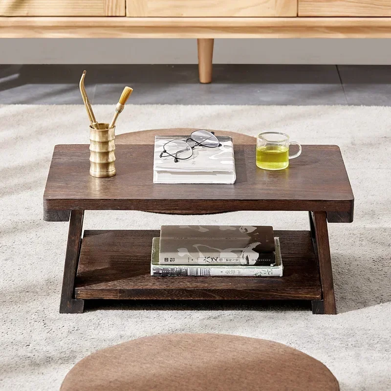 Solid Wood Tatami Small Table Japanese Household Tea Table Folding Balcony Bay Window Small Coffee Table