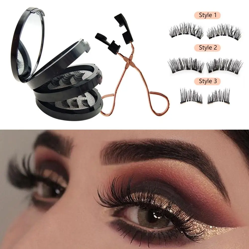 3-layer Magnetic False Eyelashes Band Clip Set Soft Magnetic Eyewinker Reusable 3D Natural Thickening Magnetic False Eyelashes