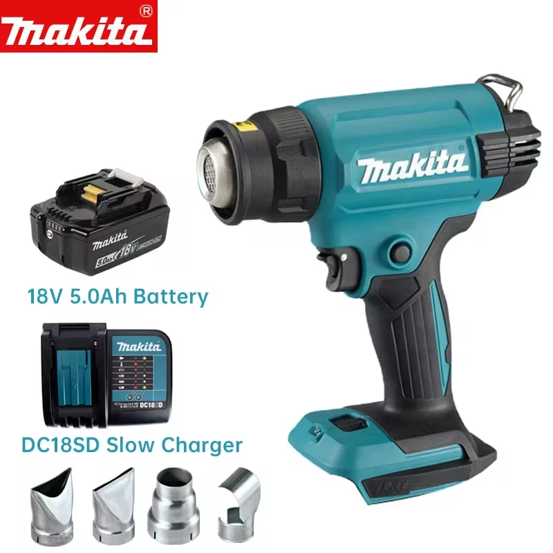 ปืนยิงความร้อนไร้สาย Makita DHG181 18V แบบดั้งเดิมปืนลมร้อนฟิล์มหดด้วยแบตเตอรี่ลิเธียมสูงสุด550 °C 200L