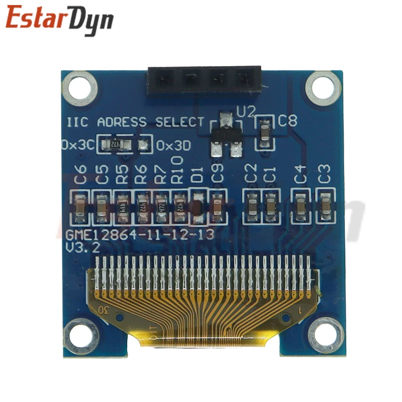 0.96 inch OLED RoHS Module 2.54mm Connecting Terminals  IIC I2C Communicate White/Blue Color 128X64 0.96" OLED