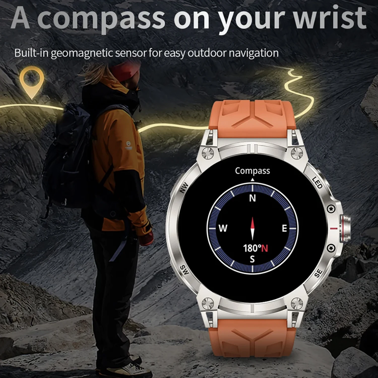 2025New GPS Outdoor Robuste Smart Uhr Männer LED Lights760 Extra Große mAh Batterie Wasserdichte Uhr Für Android IOS Smartwatch Neue