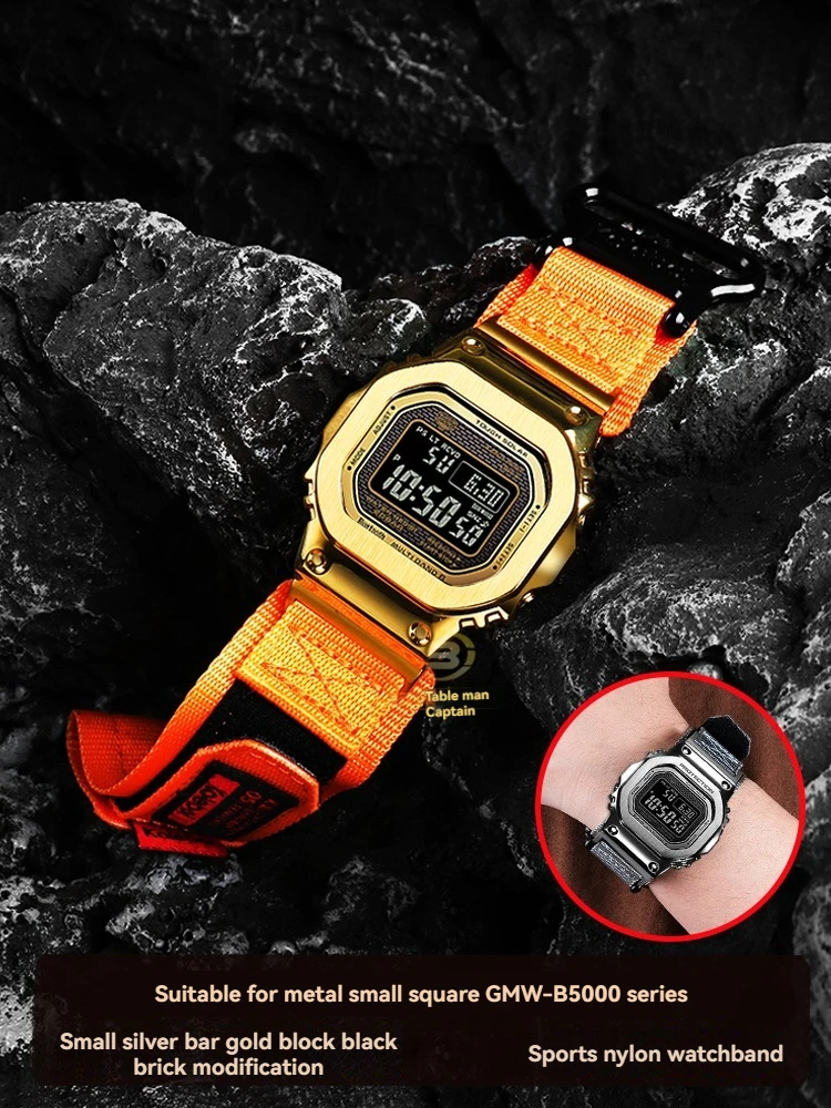 

Сменный нейлоновый холщовый ремешок для Casio G-Shock GMW-B5000, металлические квадратные часы-спортивный водонепроницаемый регулируемый ремешок, аксессуар