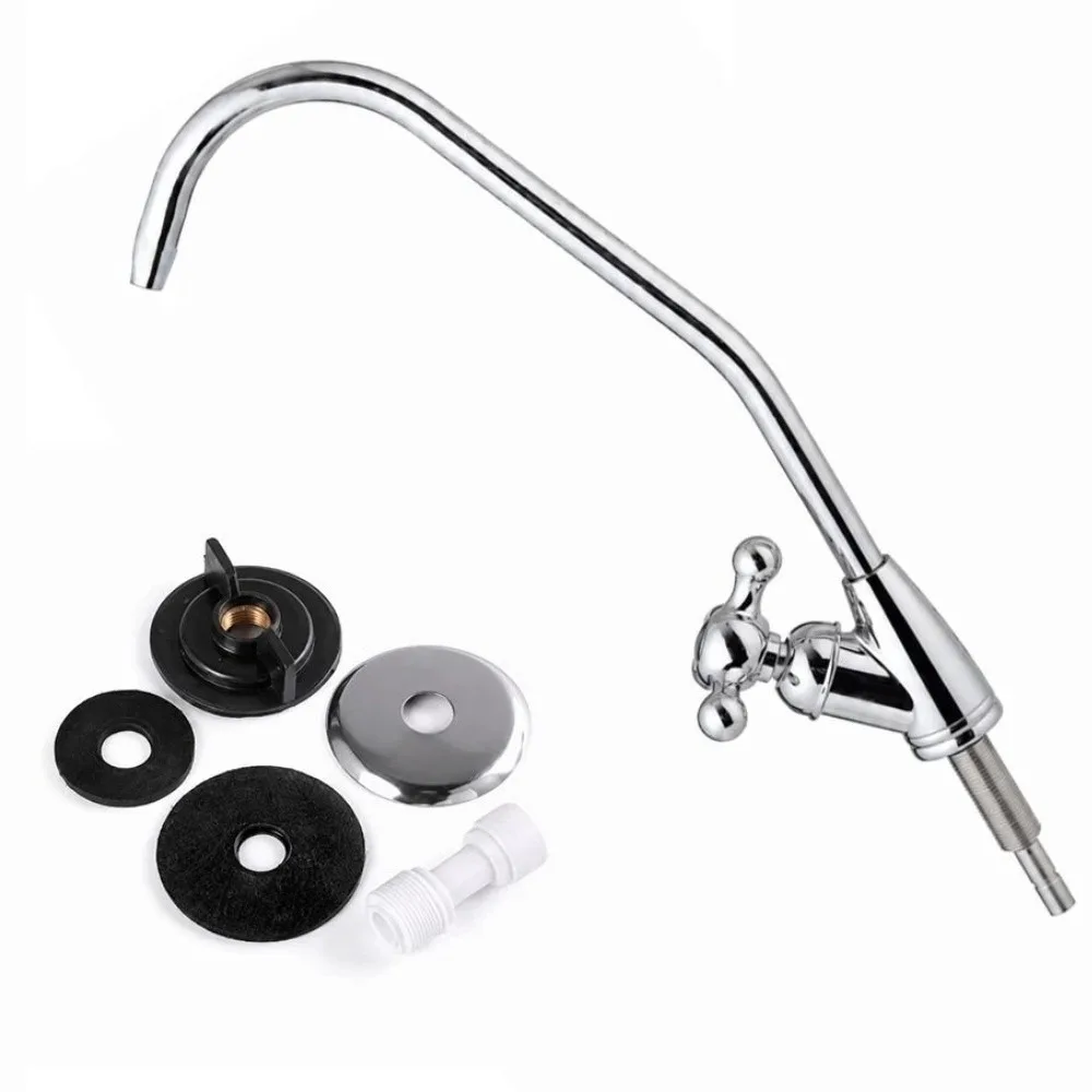 Alloy Water Purifier Faucet Reverse Osmosis 1/4 Inch Thread Filter Faucet Gooseneck Stainless Steel Water Filter Faucet