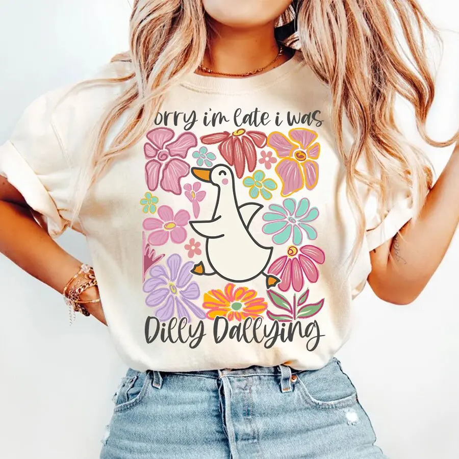 Dilly Dallying Goose Boho Floral DIY pegatina de transferencia de calor termoadhesiva camisetas sudaderas bolsa ropa tela decoración hecha a mano