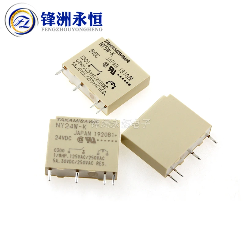 5Pcs New Relay NY5W-K 5VDC NY12W-K 12VDC NY24W-K 24VDC 4Pin 5A 5V 12V 24V Power Relay