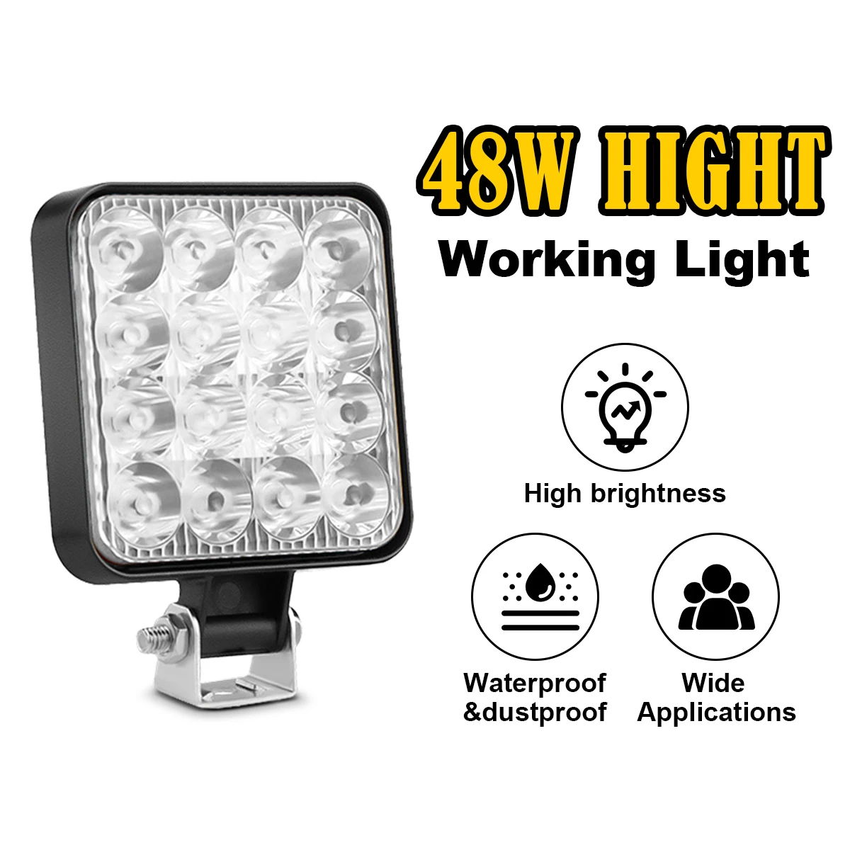 

Led Warning Light Work Car Waterproof 16Leds Square 9-30V Lamp Led 48W 6000K Strobe Spot Lampu Bar Truck Headlights Offroad