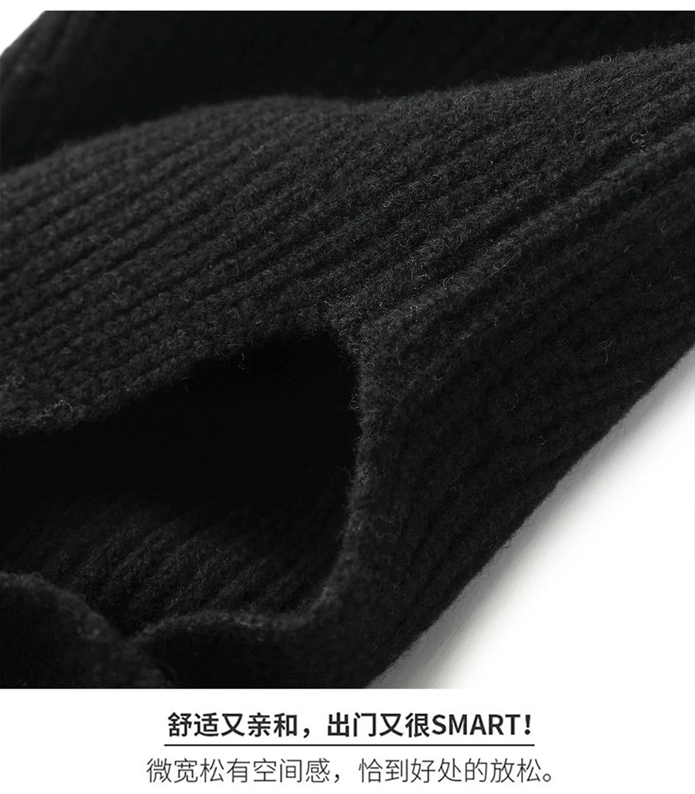 Autumn Winter Thickened One-Piece Scarf Hat 100% Merino Wool Knitted Frostproof Neck Protection Integrated Scarf Hat