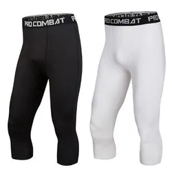 Men Base Layer  Tight Compression Training Bottoms Fitness Jogger Running Trousers Basketball Sports Skinny 3/4 Cropped Pants