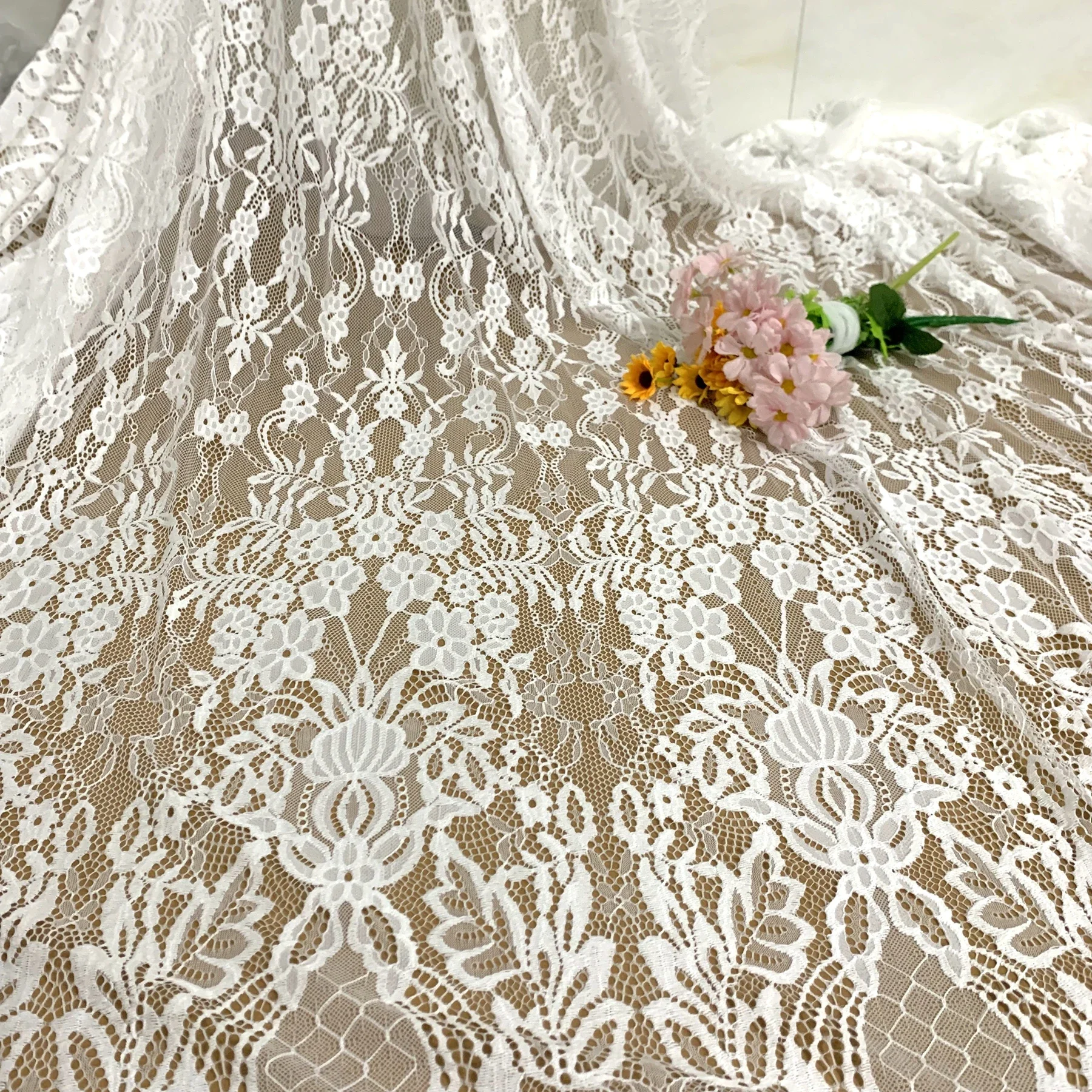 150CM Wide 300CM Long Dress Lace Sewing Accessory 2023 Top Quality Free Shipping Eyelash Lace Tissue Sewing Fabric Material