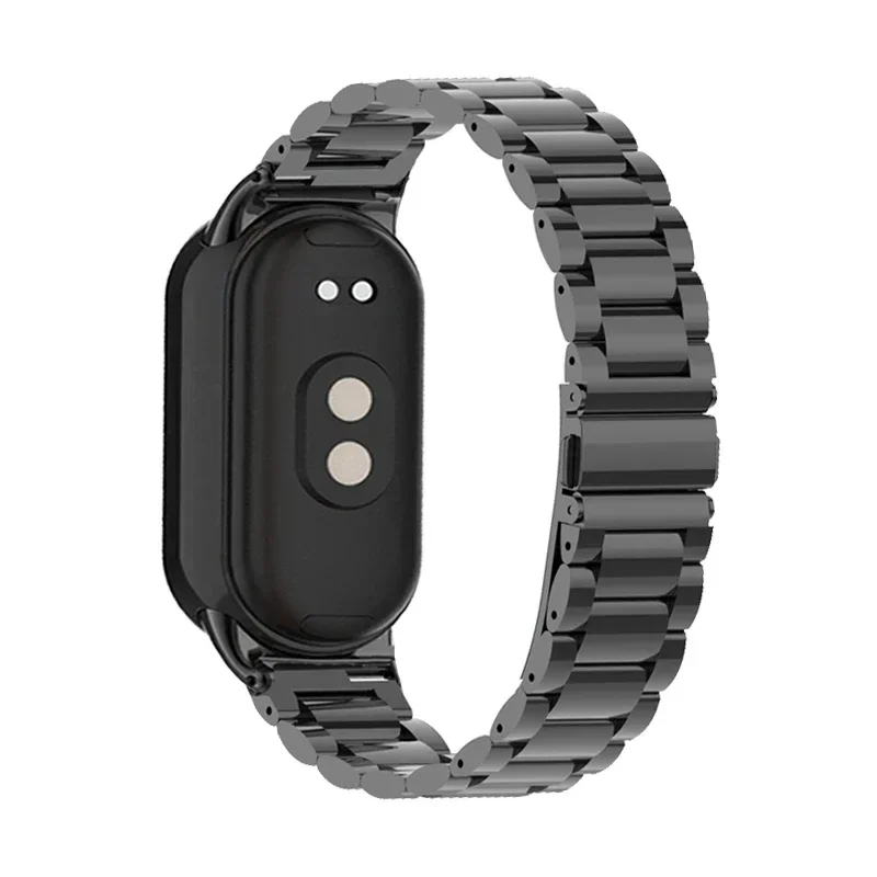 حزام معدني لـ Xiaomi Smart Band 9 سوار ساعة من الفولاذ المقاوم للصدأ لـ mi band 9 أساور Correas reloj لـ xiaomi band 8 معصمه