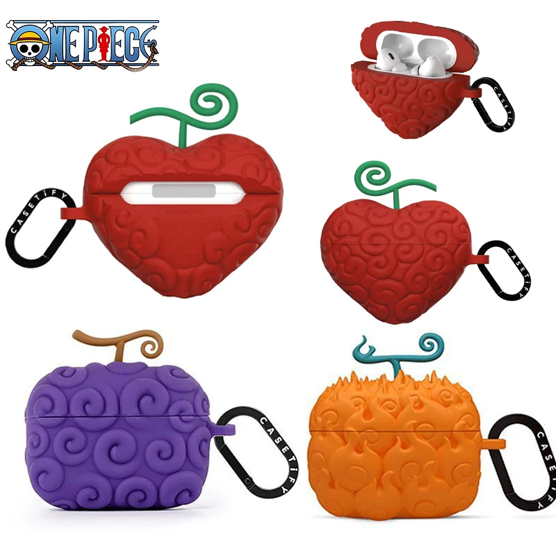 One Piece Niedliche Teufelsfrucht-Edition Hülle für Apple Airpods Pro 2 2. Generation Weiche Silikon-Kopfhörer-Schutzhülle Anime-Zubehör Geschenk