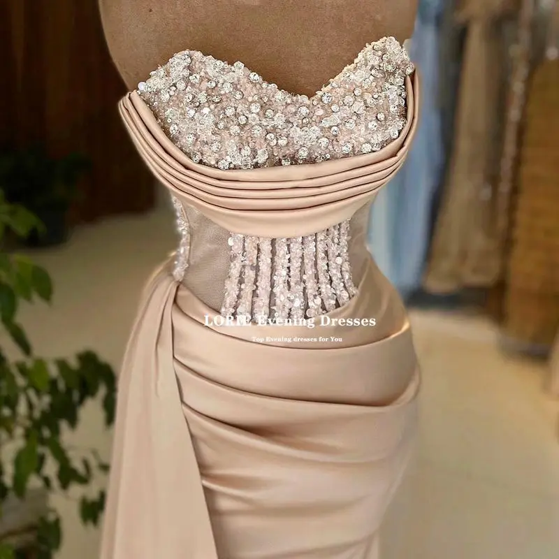 LORIE-Robe de Soirée Longue en Satin Style Sirène, Tenue de Bal Plissée, avec Appliques Citroën