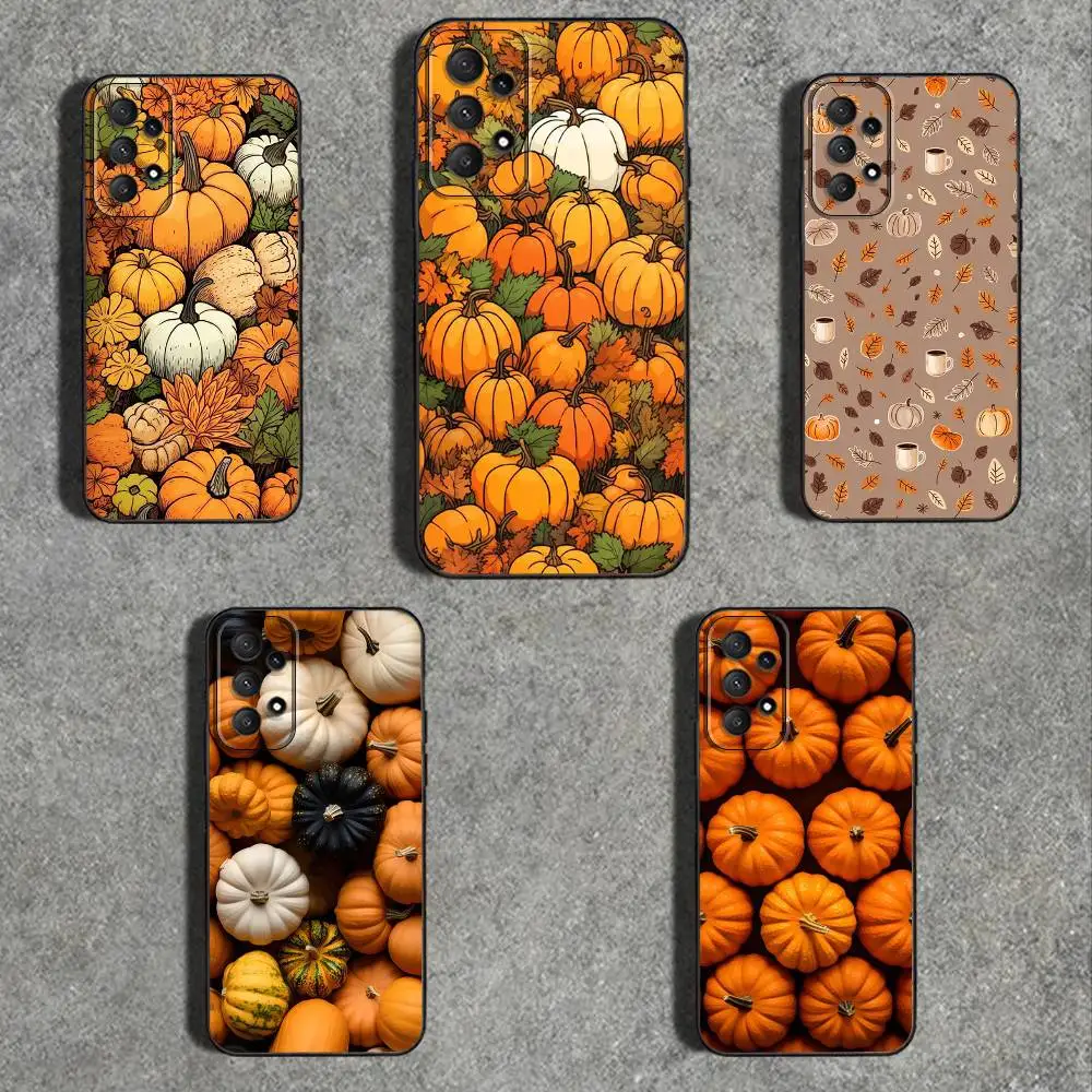 

A-Autumn l-leaves p-pumpkin Phone Case For Samsung Galaxy A 91,80,73,72,71,53,52,51,22,5G Shockproof Soft Black Cover