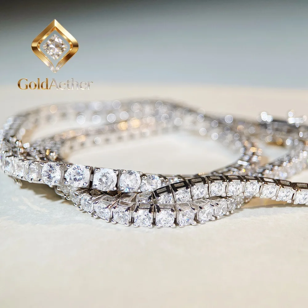 

GoldAether Luxury white gold solid platinum PT950 3M4M5M Tennis Chain D Color Moissanite Chain Moissanite Bracelet for Men and W
