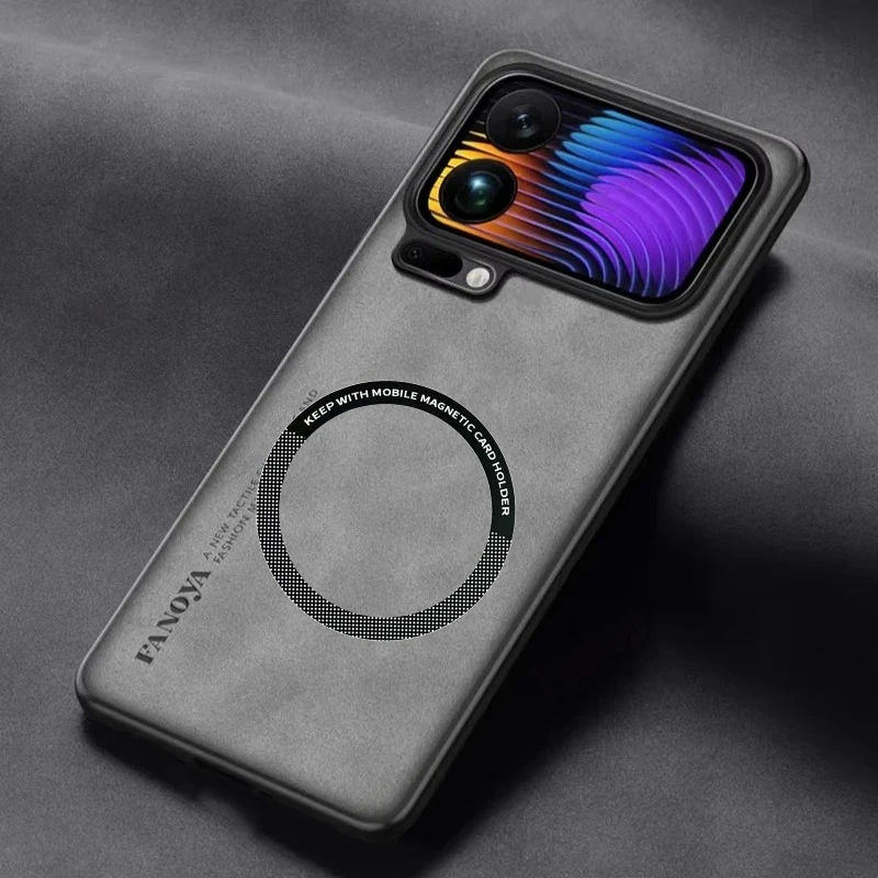 حافظة خلفية فاخرة من جلد الغنم شاملة لهاتف Xiaomi 17 Pro Max 15T 14T Pro MagSafe غطاء شحن لاسلكي
