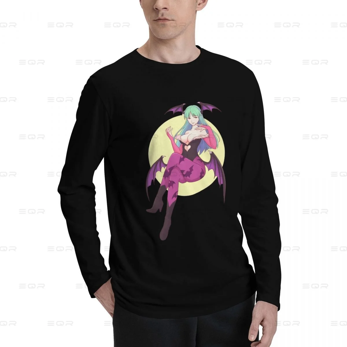 Morrigan Aensland men Cotton Digital Direct Spray printed long sleeved T-shirt,Darkstalkers fashion Unisex Tees