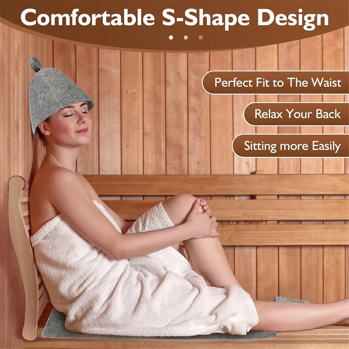 

SEMOIC Sauna Backrest Sauna Wooden Comfortable S-Shape Design Sauna Chair - Sauna Accessories for Any or Infrared Sauna