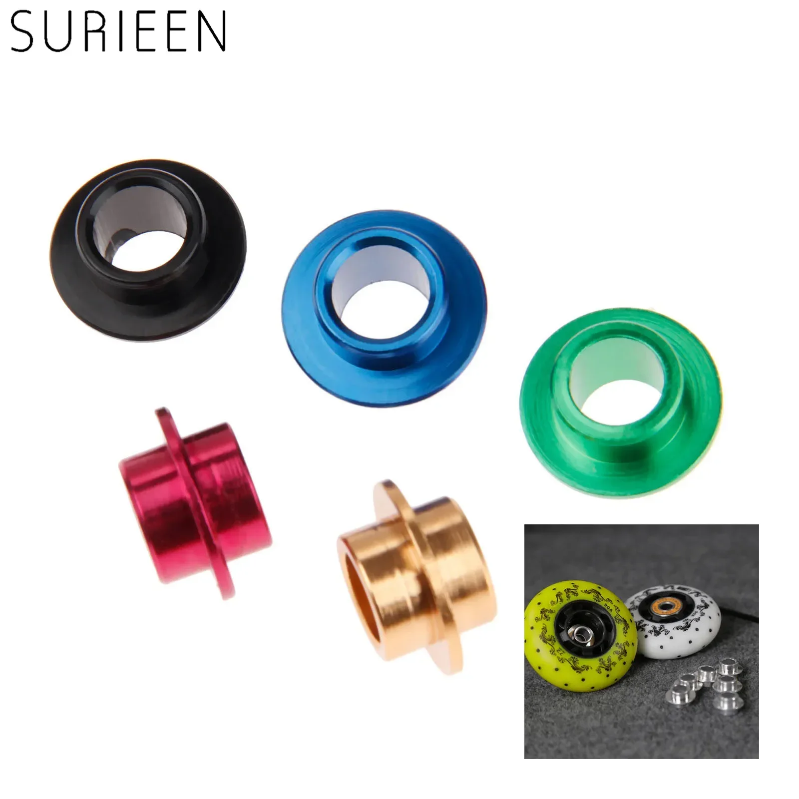 8 sztuk stopu Aluminium łyżworolki dystansowe tuleja łożyska dla wrotki Powerslide Skating Spacer części 5 kolorów