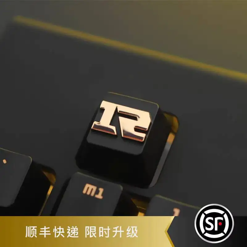 R logo zinc aluminum alloy metal mechanical keyboard personalized embossed keycaps