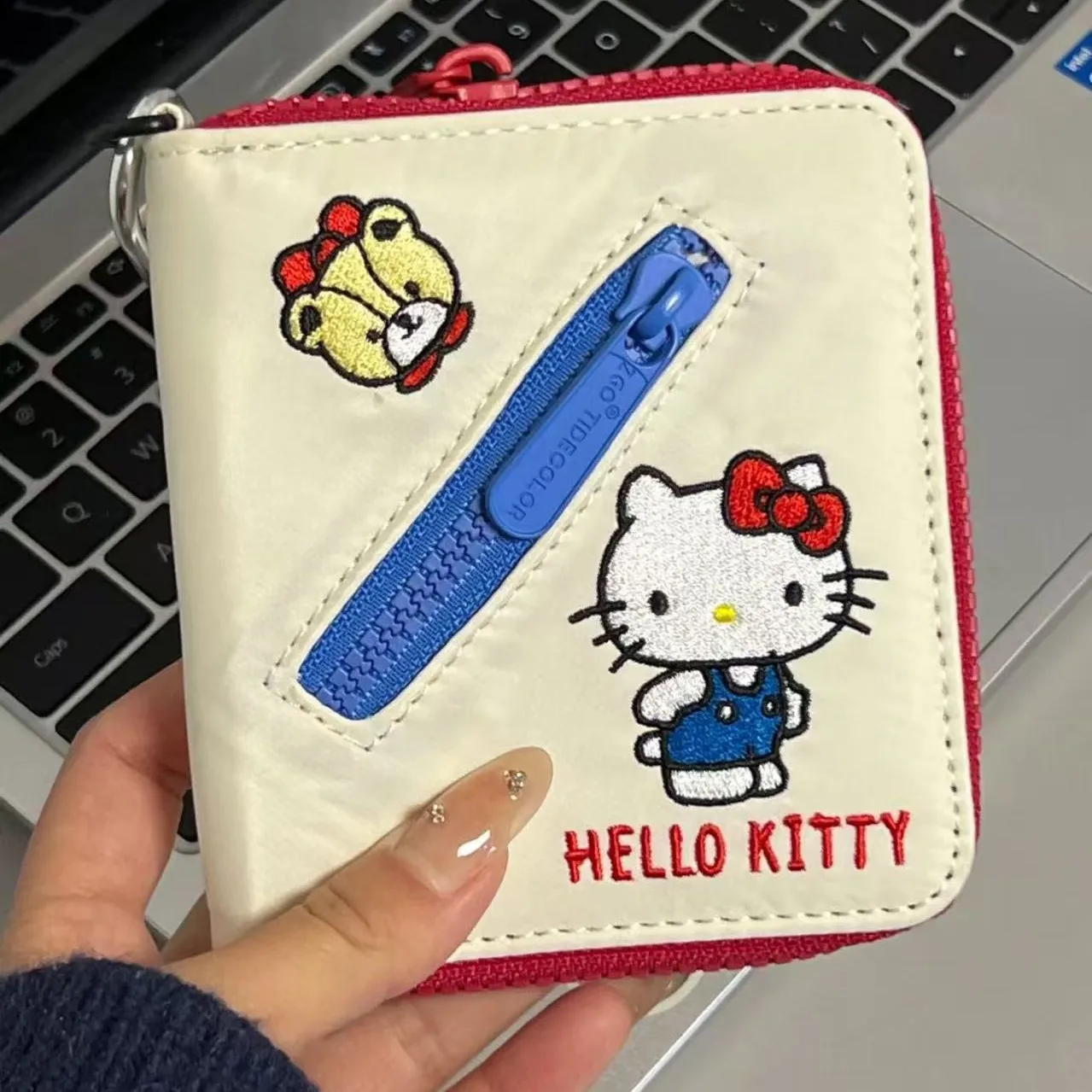 

Милая короткая сумка для карт с героями мультфильмов «Hello Kitty Kuromi», аниме, сумка для хранения идентификационных карт по периметру, портативный кошелек для монет с милым сердечком для девочек