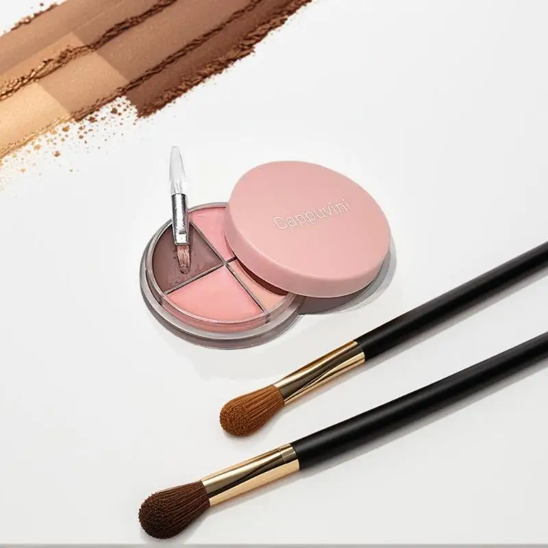 1 szt. Paleta Cieni do Powiek Cappuvini Matte Velvet 4 Kolory z Eyelinerem, Rozświetlaczem i Konturówką, Uroczy Zestaw Kosmetyków do Makijażu Oczu