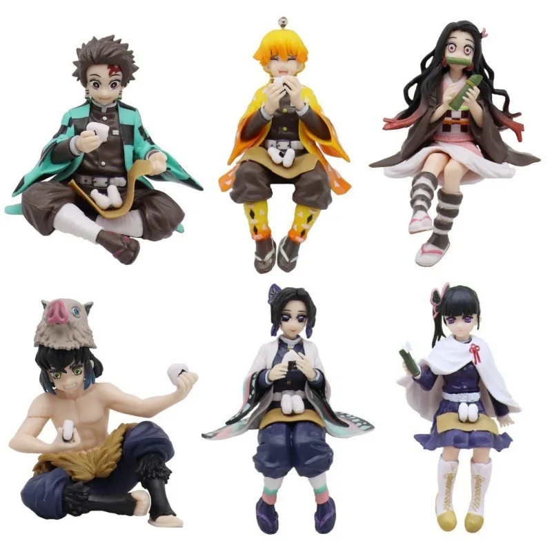 

Demon Slayer Agatsuma Zenitsu Figure Kamado Nezuko Tanjirou Action Figure PVC Sitting Posture Figurine Model Kids Toys Gifts