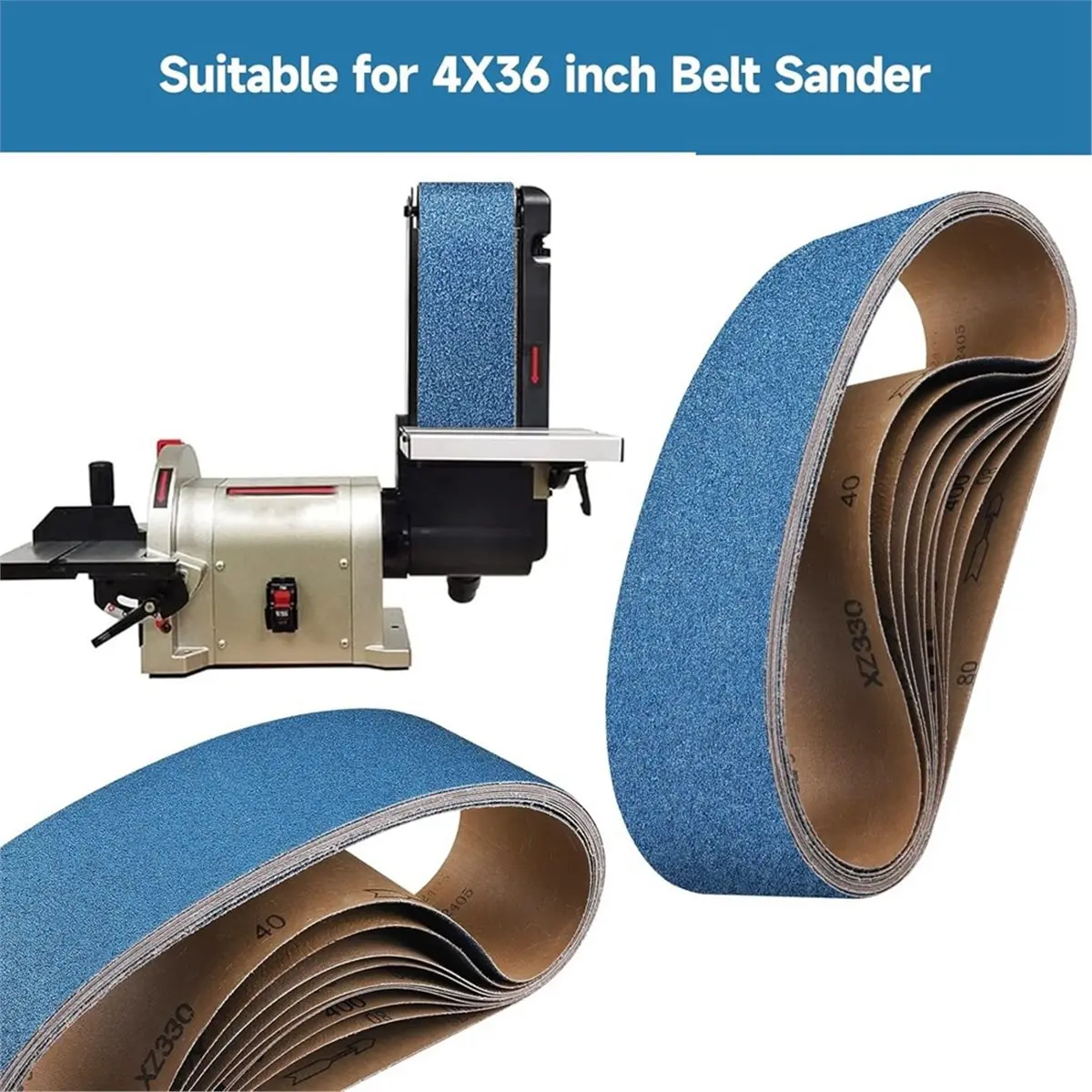 

ABFA Набор из 8 шлифовальных лент из циркония, 4 x 36 дюймов, зернистость 60, для ленточных шлифовальных машин, сверхпрочные, долговечные