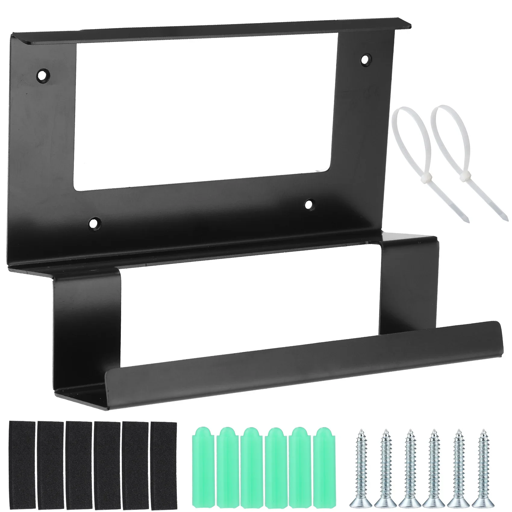 Router power supply two-in-one metal bracket black type wire clip with screws 50pcs + double-sided tape 2pcs