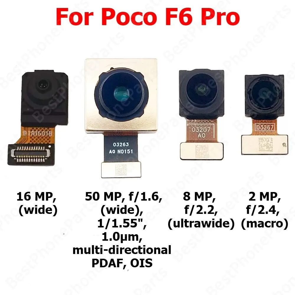 

Camera For Xiaomi Poco F6 Pro PocoF6 F6Pro Rear Backside Front Facing Frontal Selfie Back Camera Module Mobile Phone Parts