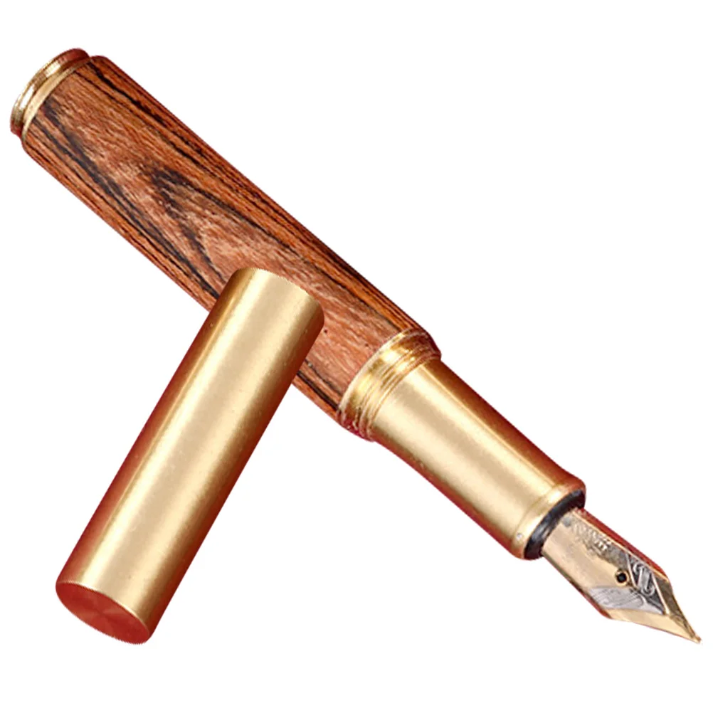 

Retro Brass Fountain Compact Wood Metal Fine Tip Calligraphy Pen For School Home Office Use Student Stationery Gift Sign Pen