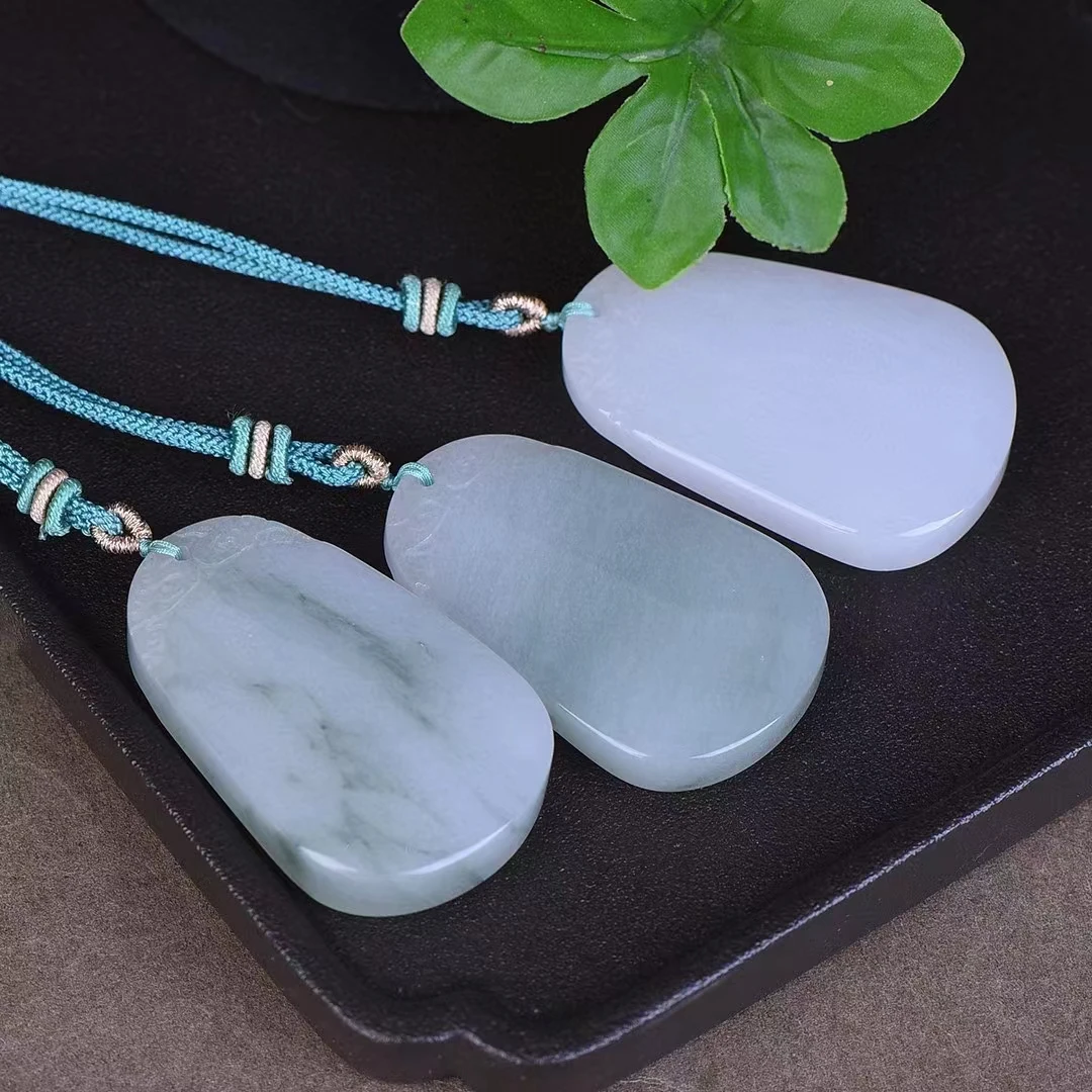 Tianshan Jade Pendant Natural Stone Gemstone Necklace Pendants Men Womens Simple Stylish Mascot Amulet Charms Jewelry Gifts