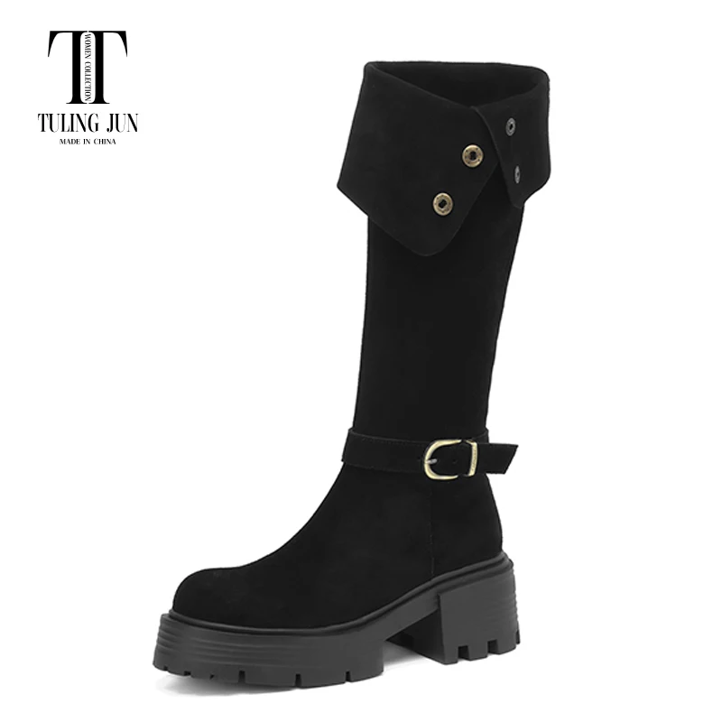 

TULING JUN2023 Winter Two Dressing Method Women's Boots Rounded Toe High Heel Breathable Fashion Comfort Daily Shoes For Women L