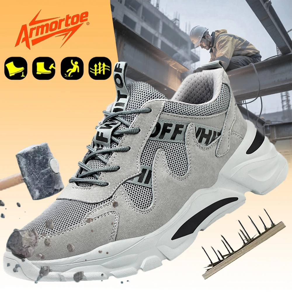 

ArmorToe Men's Non Slip Labor Shoes Anti Impact Puncture Proof Cushioned Comfort Durable Construction Work #Armor3077