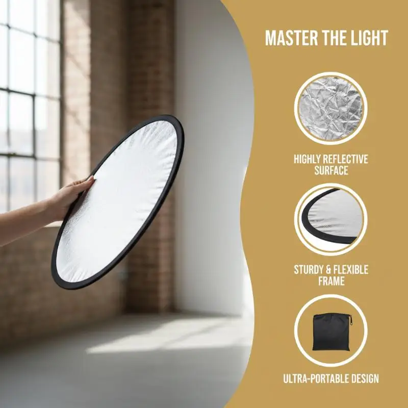 5 in 1 Round Photography Reflector Collapsible Light Diffuser for Amateur Photographer Studio Outdoor Shooting Use
