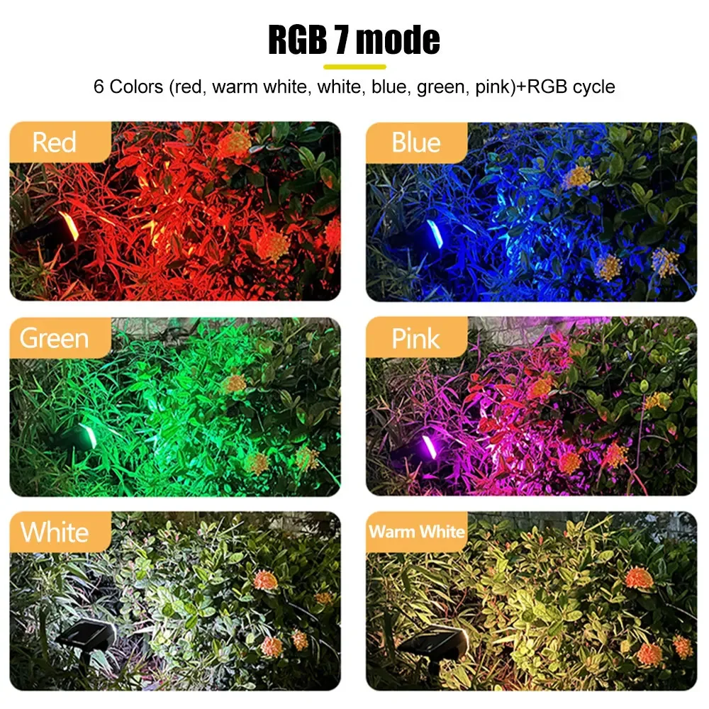 1/2/4pcs 48 LED Solar Spot Lights Solar Landscape RGB Lights 7 Lighting Modes IP65 Waterproof For Pool Garden Yard Tree Driveway