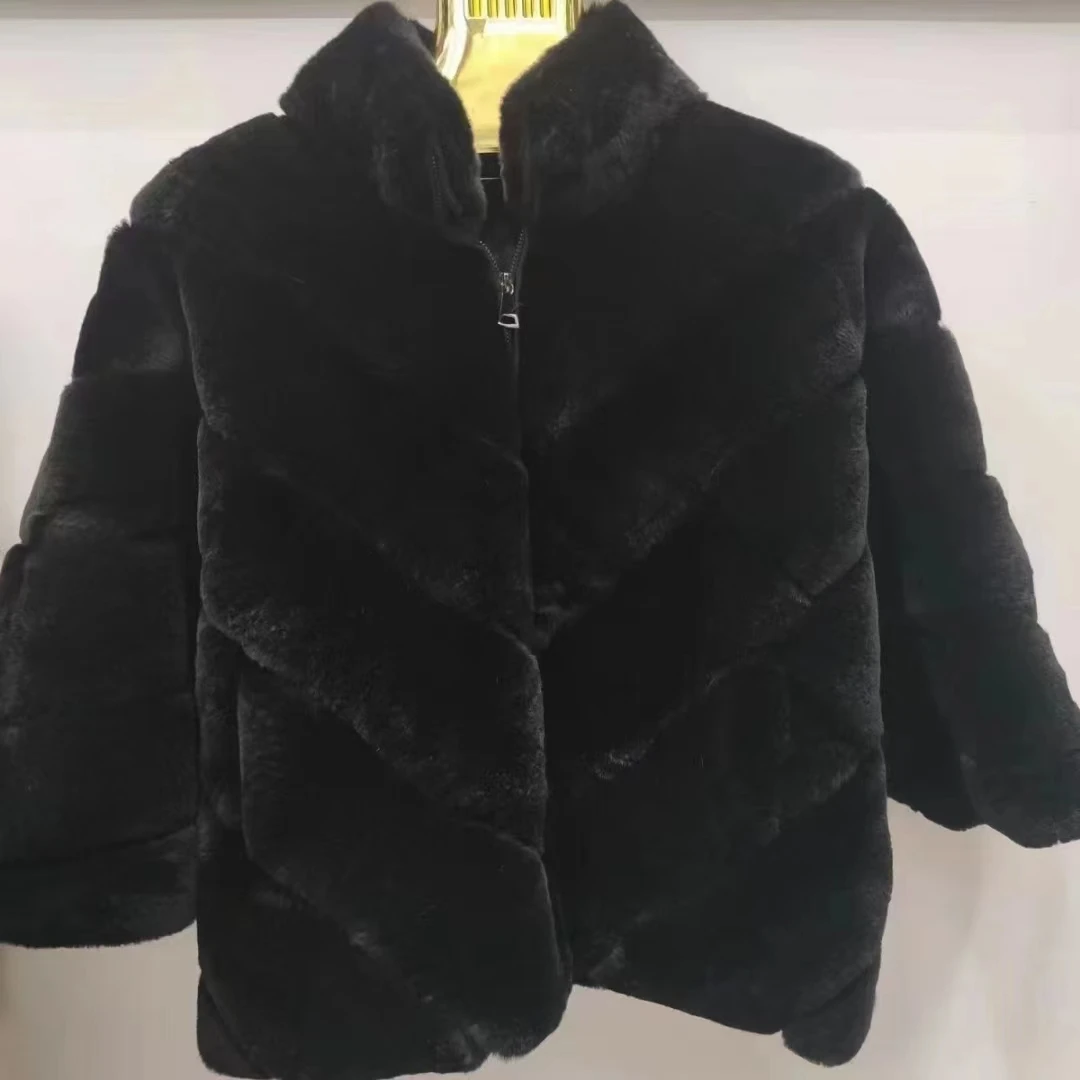 Furshehe Winter Frauen Chinchilla Pelzmantel echte Rex Kaninchen Pelzmantel natürliche Kaninchen Pelz jacke Damen kurzen Mantel Mode tragen