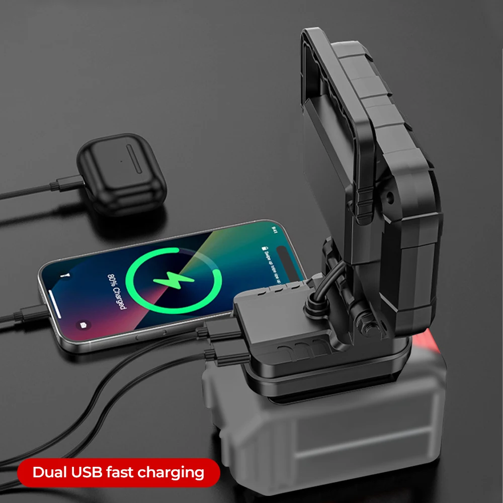 

Power Tool Parts for Makita for Milwaukee for Dewalt 18V Lithium Battery LED Work Lights Lamp Hand Lantern Spotlight USB Charger