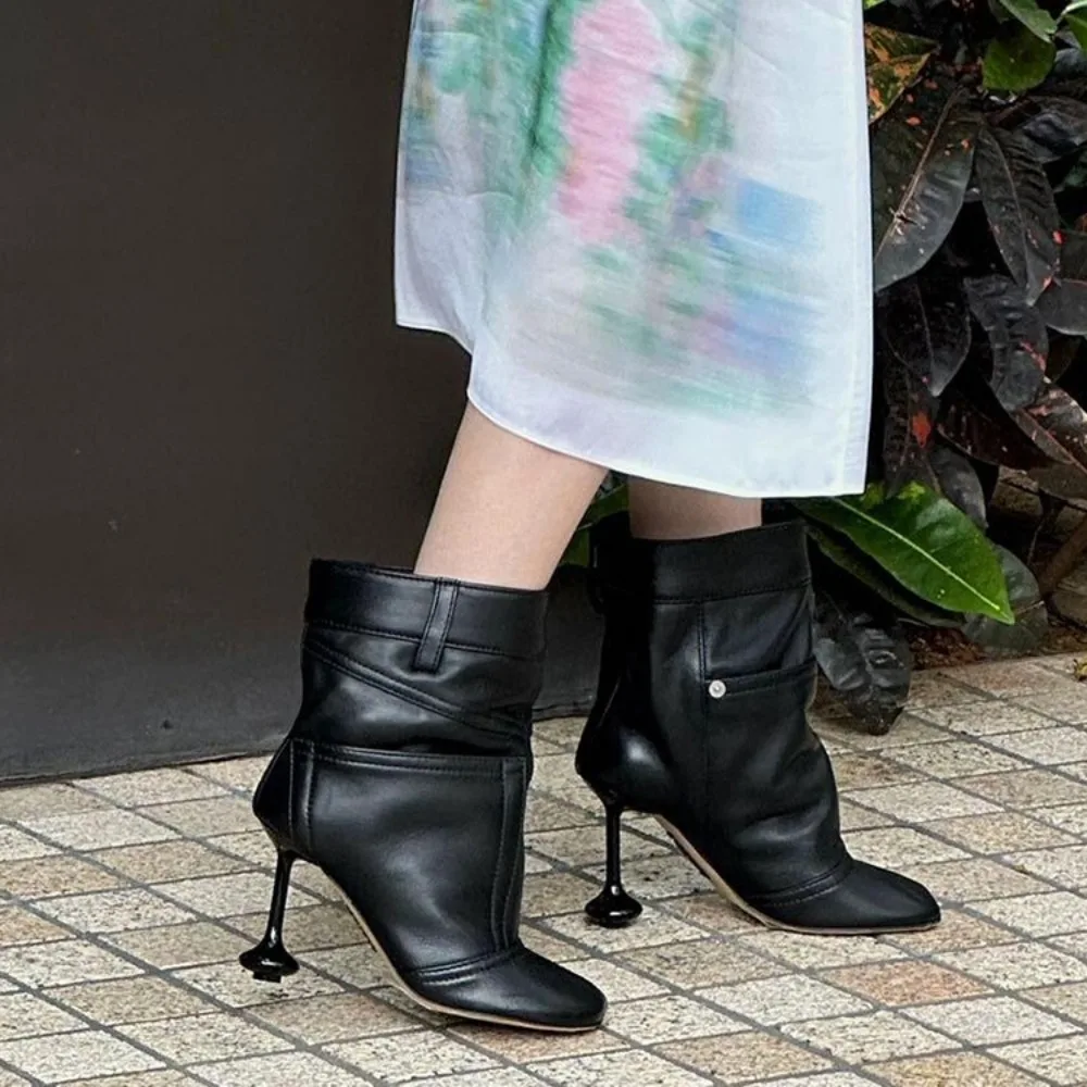 NIGO Women's Autumn And Winter Black Fashion Trouser Short Boots Fine Heel High Street Temperament Tide Boots #NGSH1296