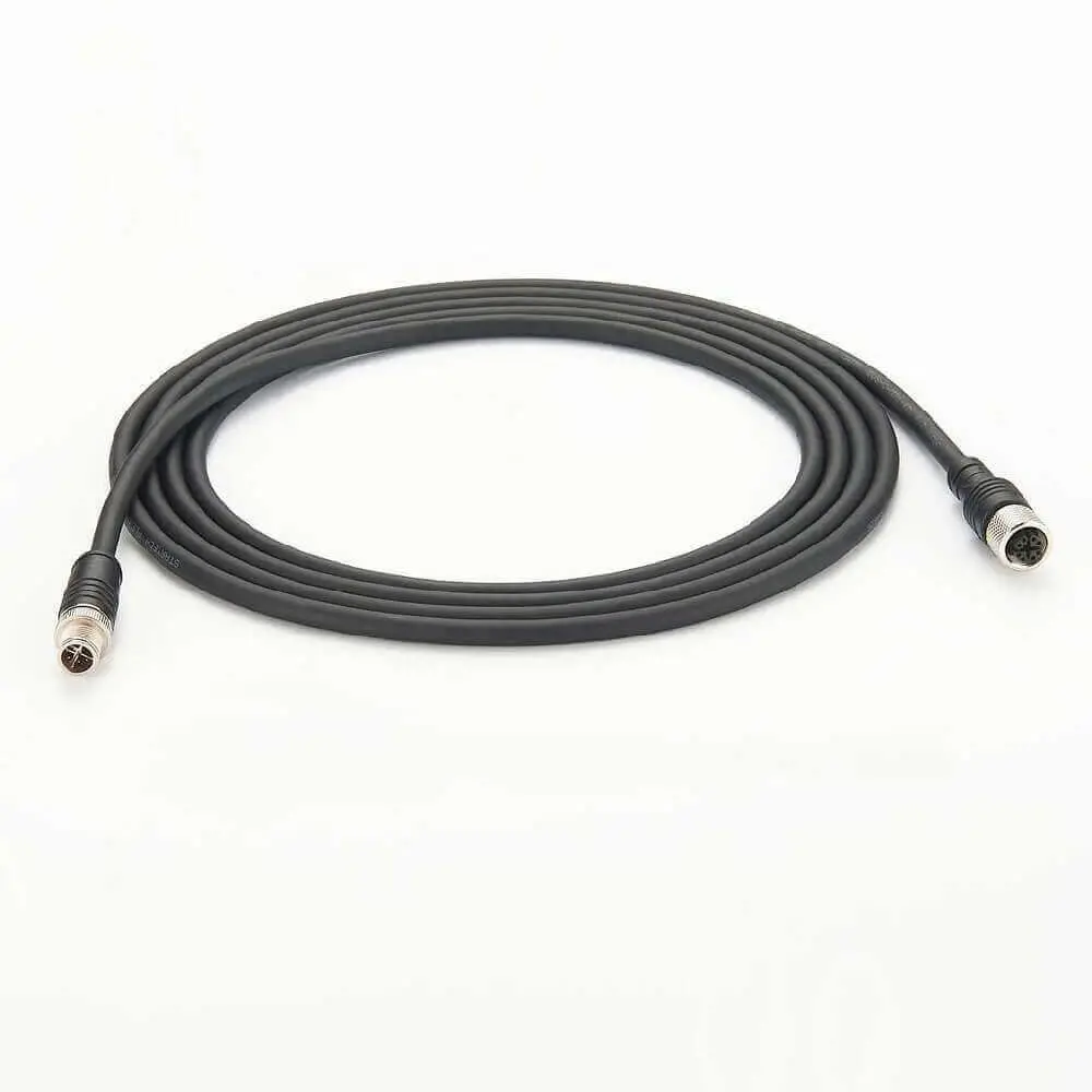 M12 X Coded Cat6A Gigabit Ethernet Cable 8 Pin Male to 8 Pin Female 2 Meter