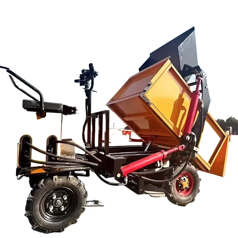 Electric tricycle engineering agricultural pull cargo hydraulic tipping bucket load climbing transport vehicle y