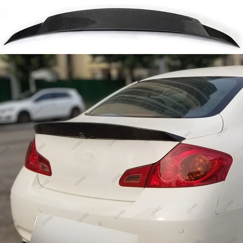 For Infiniti G35 G25 G37 4-door sedan 2007-2013 100% carbon fiber/glossy black trunk lid splitter new rear spoiler wing