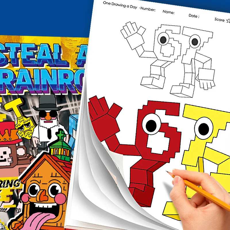 Steal a Brainrot Coloring Books Sketchbook School Colors Painting Art Supplies 67 House 9 Job Drawing Books Gifts Set Girl Toys view 5